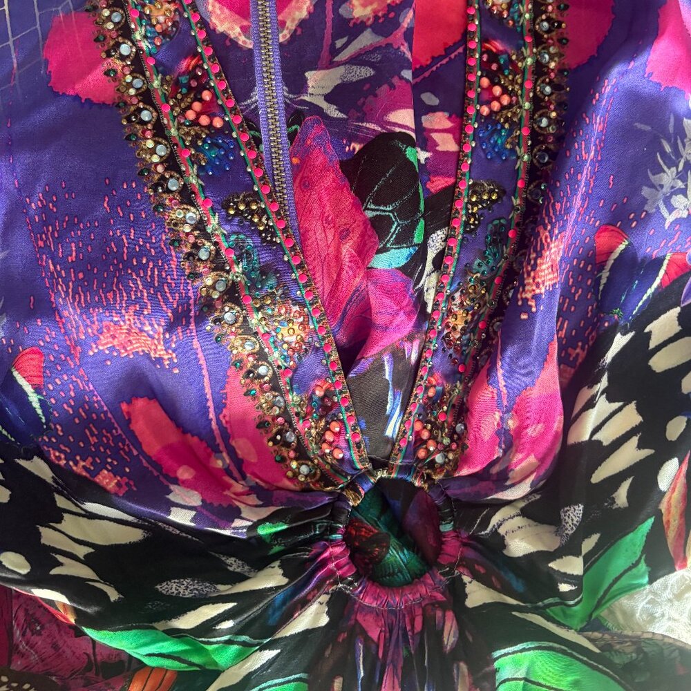Camilla Purple & Pink Floral-Print Silk Maxi Dress - Picture 16 of 16